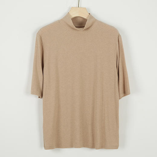 雀说新款半高领半袖打底衫女基础百搭纯色高级感羊毛t恤上衣AL6419 商品图5