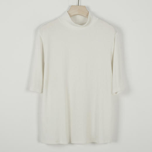 雀说新款半高领半袖打底衫女基础百搭纯色高级感羊毛t恤上衣AL6419 商品图8