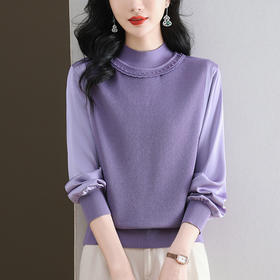 CC-89-528半高领长袖t恤女2025年宽松小衫薄款春装洋气宽松上衣针织衫