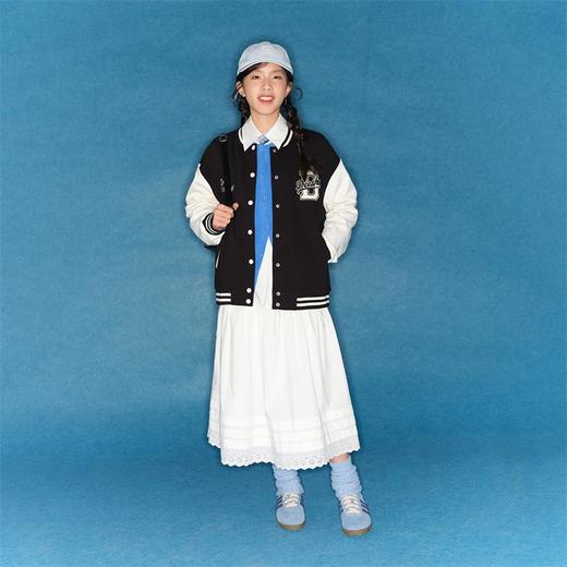 笛莎Deesha青少年女童外套2025春季女童撞色绣花棒球外套 商品图3