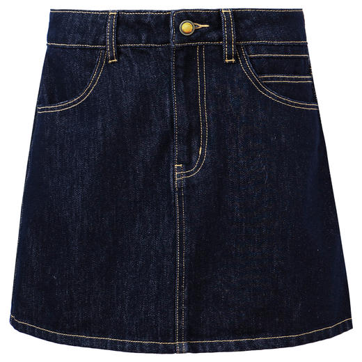 SELFWHO复古撞色线不对称口袋牛仔短裙女2025春新款高腰a字半身裙 商品图4