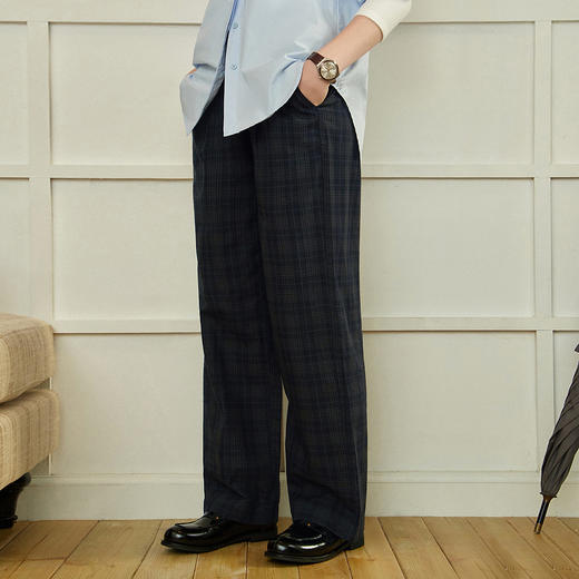 714street日系复古轻薄格子直筒长裤25春季新款全棉宽松休闲裤男 商品图1