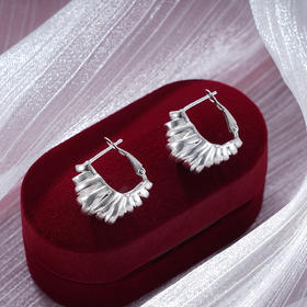 子佩集S925银【繁霜】耳环纯银【EZ-1623】原创2环扣方形扣环耳圈2501