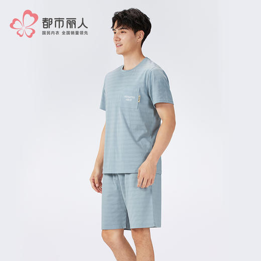 都市丽人男士棉质短袖套装薄针织提条会员精选短袖类FHH2C4 商品图2
