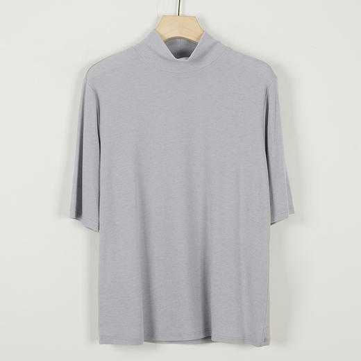 雀说新款半高领半袖打底衫女基础百搭纯色高级感羊毛t恤上衣AL6419 商品图6