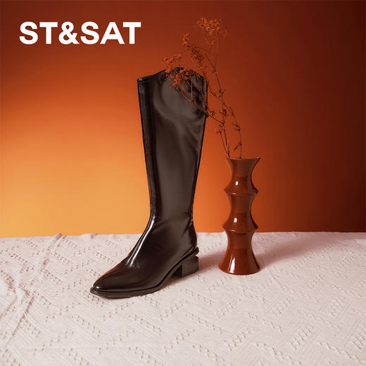 【绒里可选】星期六时髦镂空粗跟显瘦长筒靴SSC4117519/SSC4119519 商品图3