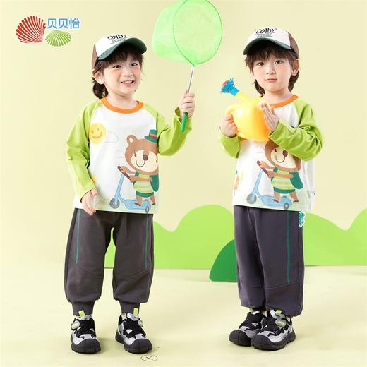 贝贝怡男童t恤长袖春季新款童趣卡通透气舒适休闲上衣ZB1ES018 商品图2