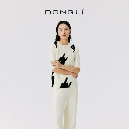 东黎 • 山羊绒女士秋冬千鸟格圆领马甲 4738 商品图2