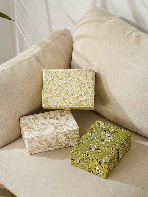 提花首饰盒法式复古饰品盒手镯项链戒指精致首饰收纳盒 商品图1