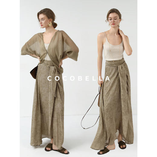 COCOBELLA新国风古法染色半身裙25夏不规则绑带长裙HS3031 商品图1