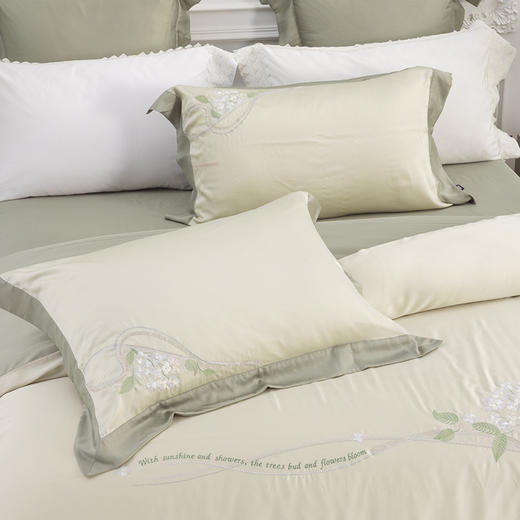 多喜爱 进口60S兰精天丝四件套-叶语花开 莱赛尔纤维 60S高密天丝细腻柔软精美刺绣优雅浪漫专利床单礼盒包装 商品图4