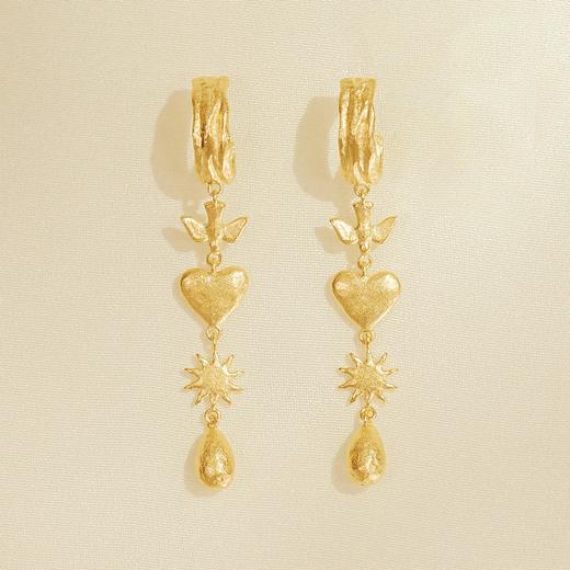 在途4周到｜Agapee-AMARA-和平鸽 24k镀金 长耳环［法国设计师］ 商品图1