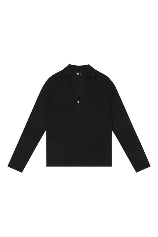 oneup V领翻领宽松长袖Polo 商品图8