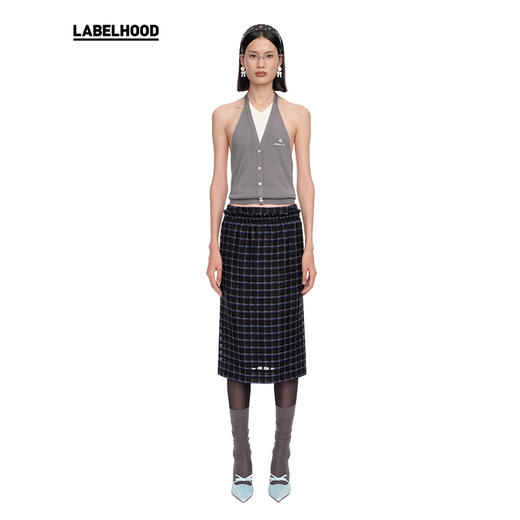 【SHUSHUTONG】蕾虎时尚拼色挂脖针织上衣2025春夏新款女装上衣 商品图1