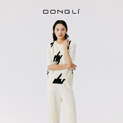 东黎 • 山羊绒女士秋冬千鸟格圆领马甲 4738 商品图3