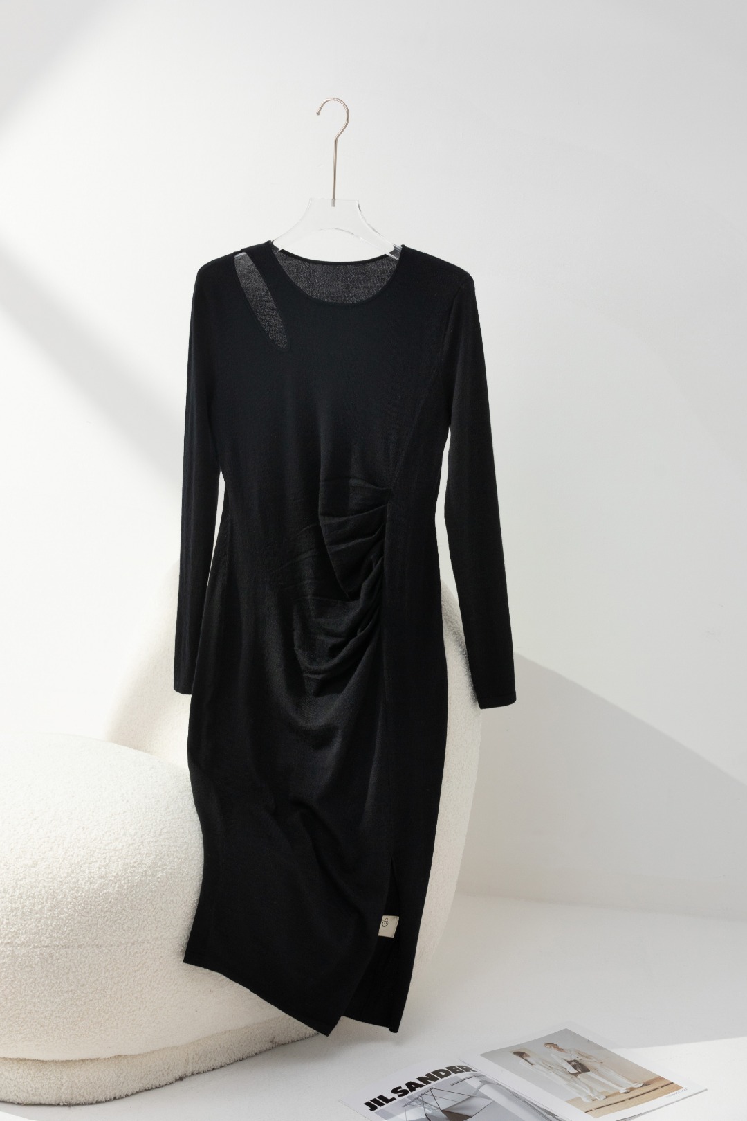 孤品 | 100羊绒肩部造型小礼服裙L码