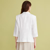 EITIE爱特爱青果领缎面白色高级感收腰短款西装外套春季新款A2503513 商品缩略图4