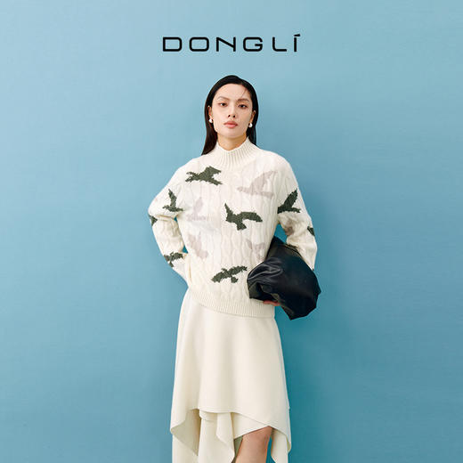 东黎 • 山羊绒女士秋冬提花半高领套衫 4585 商品图3