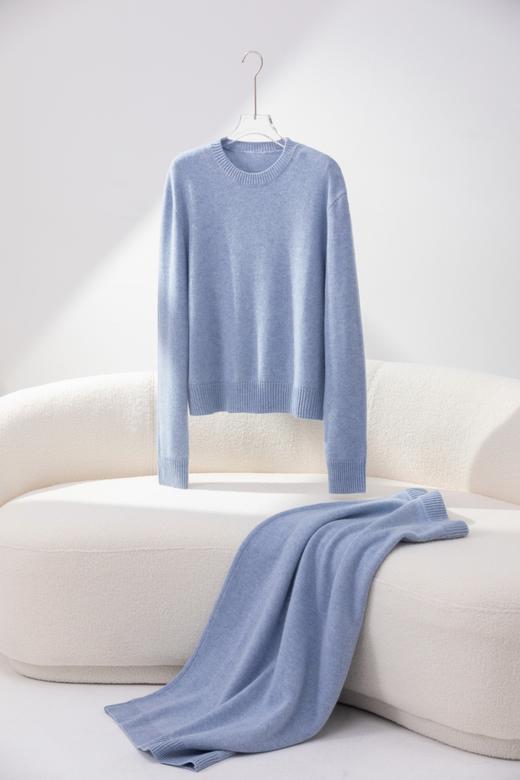 老钱风 | 天青蓝厚织羊绒上衣半裙套装L码 商品图1