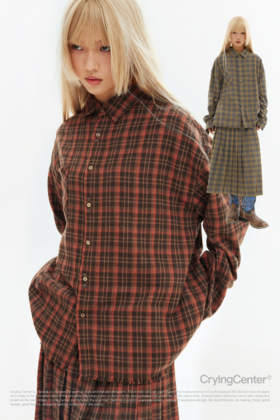 CryingCenter 毛边格子衬衫 哭喊中心