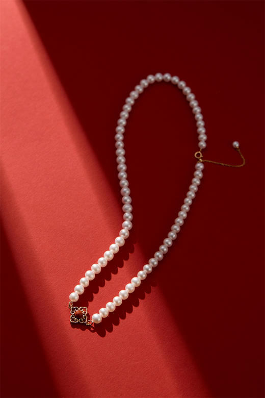 万事如意 四叶草（南红）珍珠项链 商品图6