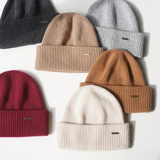 疯帽子 纯色羊毛线帽子女显脸小护耳温暖针织加厚高颜值帽子 商品图1