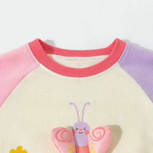 贝贝怡女童卫衣25春秋新款休闲舒适纯棉撞色儿童圆领上衣ZB1ES036 商品图2