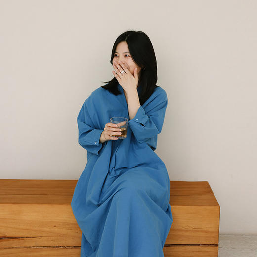 绽放206朵/高精水果酵素汉麻棉金属光泽中袖宽松休闲显瘦连衣裙 商品图0