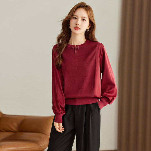 雀说拼接针织衫新款时尚宽松AL9067 商品图8