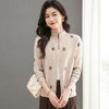 CC-101-96117立领拉链外套女士春秋2025新款短款针织开衫洋气提花上衣 商品缩略图2