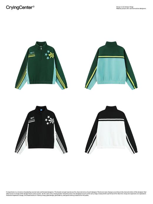 CryingCenter 星星拼接运动立领套头卫衣 哭喊中心 商品图4