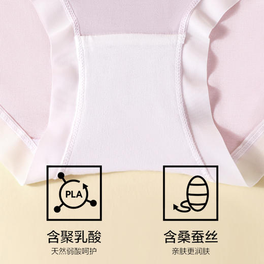 【5条盒装】熳洁儿 莱赛尔女士内裤桑蚕丝聚乳酸底档中腰撞色清新简约25262102 商品图2