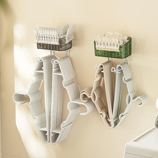 【壁挂衣架收纳架，衣架衣夹有序规整】纳川晾衣架衣夹收纳架神器 多用免打孔壁挂式收纳架 杂物整理收纳盒-QQ 商品图3