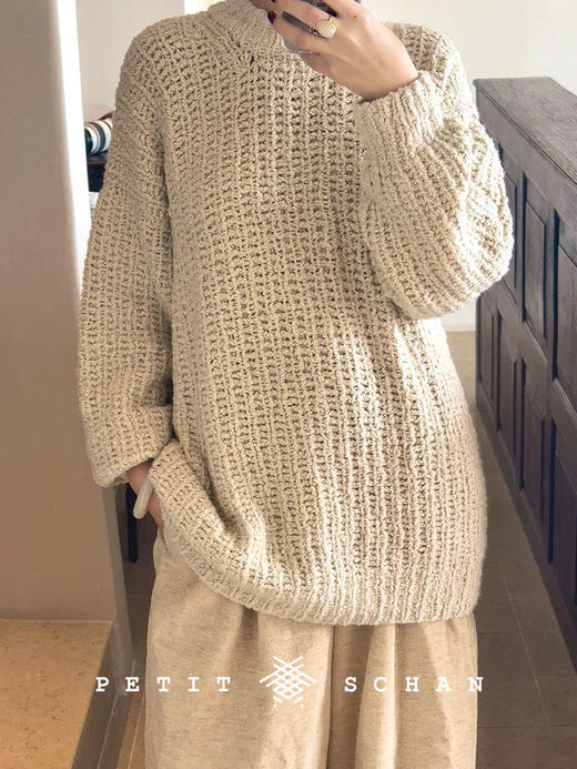 PETIT SCHAN小闪 CLO#627 Whiting 大白 羊绒手纺纱手工编织大毛衣 商品图0