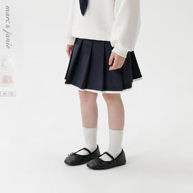 马克珍妮女童元气学院撞色百褶半裙 儿童短裙2025年春装新250225