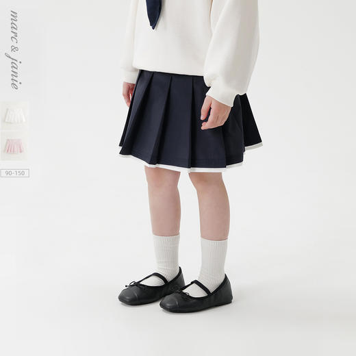 马克珍妮女童元气学院撞色百褶半裙 儿童短裙2025年春装新250225 商品图0