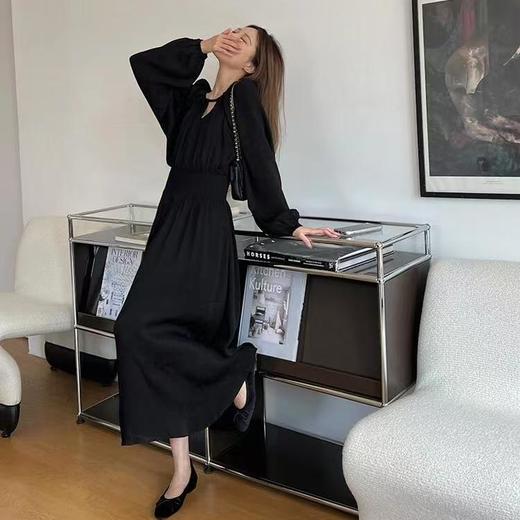 顺丰包邮42917洛诗琳新款黑色前中镂空收腰显瘦女神裙61021 商品图1