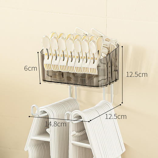 【壁挂衣架收纳架，衣架衣夹有序规整】纳川晾衣架衣夹收纳架神器 多用免打孔壁挂式收纳架 杂物整理收纳盒-QQ 商品图5