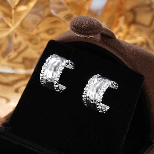 子佩集S925银【时光之灵】耳钉纯银【EZ-1719】原创2半环扣环耳圈2501 商品图0