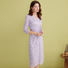EITIE爱特爱绣花蕾丝温柔紫色修身褶皱V领过膝连衣裙2025春季新款A2507505 商品缩略图3