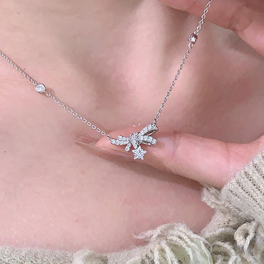 卡蒂罗KADER 星梦流星蝴蝶结项链 梦幻浪漫童话风设计锁骨链 秋冬温柔百搭配饰闪耀仙气 S925银 项链 女款 过节 礼盒款 闺蜜 商品图1