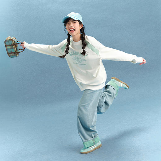 笛莎Deesha青少年女童卫衣2025春季女童圆领卫衣 商品图1