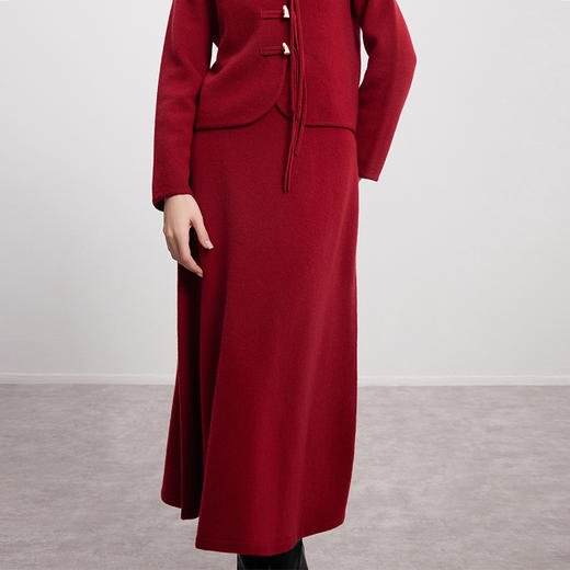 【中长款羊绒半裙】羊绒世家秋冬新品女士100%山羊绒纯色针织半裙 商品图1