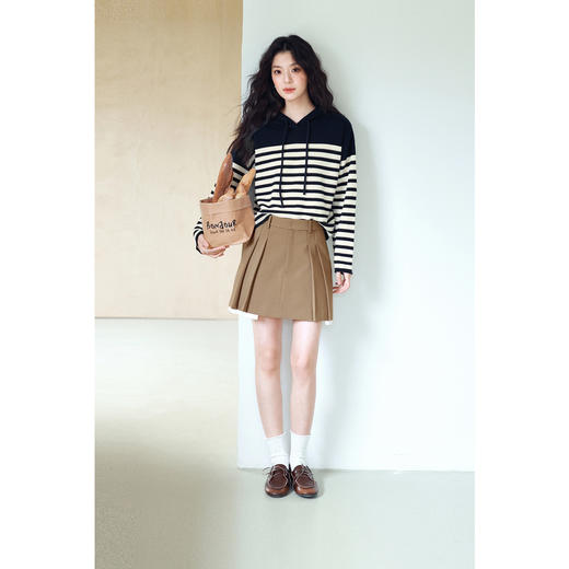 【严选】诗凡黎经典条纹连帽针织衫2025春新品高级感宽松慵懒风套头上衣女7G1231831 商品图1