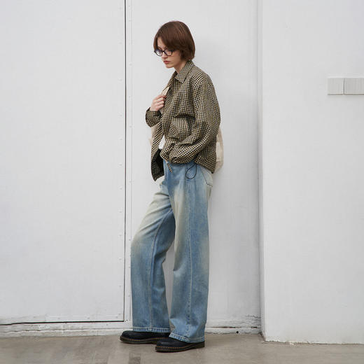 714street美式复古微皱泡泡纱格子翻领夹克男25春款宽松轻薄外套 商品图2