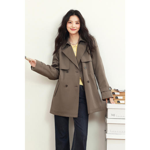 【严选】诗凡黎英伦风高级感中长款风衣2025年春新款显瘦休闲美拉德外套7G1260051 商品图4