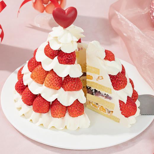 【浓情草莓恋曲】一颗颗娇艳的红草莓陷落细腻的雪域奶油中，交织出爱的浓情恋曲（昆明+安宁幸福西饼） 商品图2