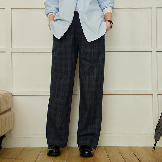 714street日系复古轻薄格子直筒长裤25春季新款全棉宽松休闲裤男 商品图0
