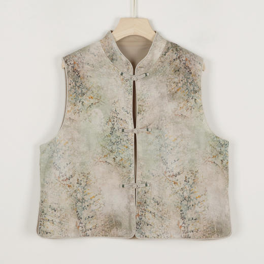 雀说新中式女装早秋新款亚麻马甲女高级感国风复古背心百搭无袖外套AL6366 商品图7