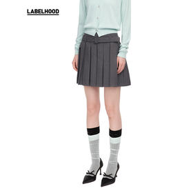 【SHUSHUTONG】蕾虎时尚腰带装饰百褶半裙2025春夏新款女装裙子